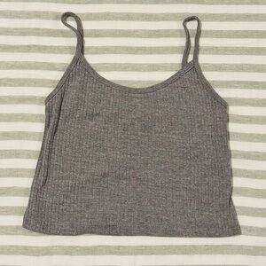 Topshop Gray Ribbed Tank Top